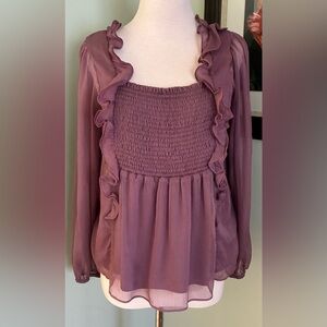 Anthropologie Sunday in Brooklyn Smocked Peasant Boho Fairy Blouse Top size S M